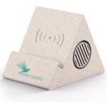 Wheat straw Bluetooth Speaker with Wireless Charger 10W and Phone Stand